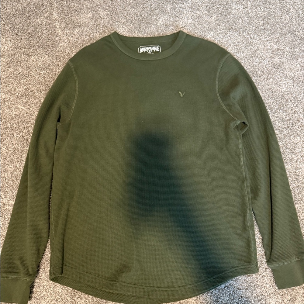 American Eagle Outfitters Men's Olive Crewneck Sweater